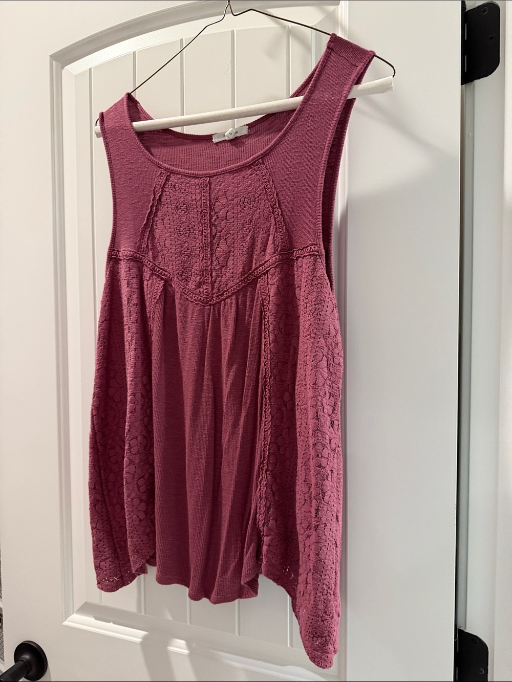 Maurices Lace-Panel Sleeveless Tank in Mauve